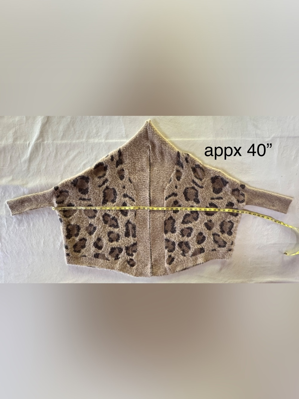 Pink Lily Leopard Open Front Cardigan Dolman Sleeves Relaxed Fit Soft & Cozy (S) - Picture 10 of 16
